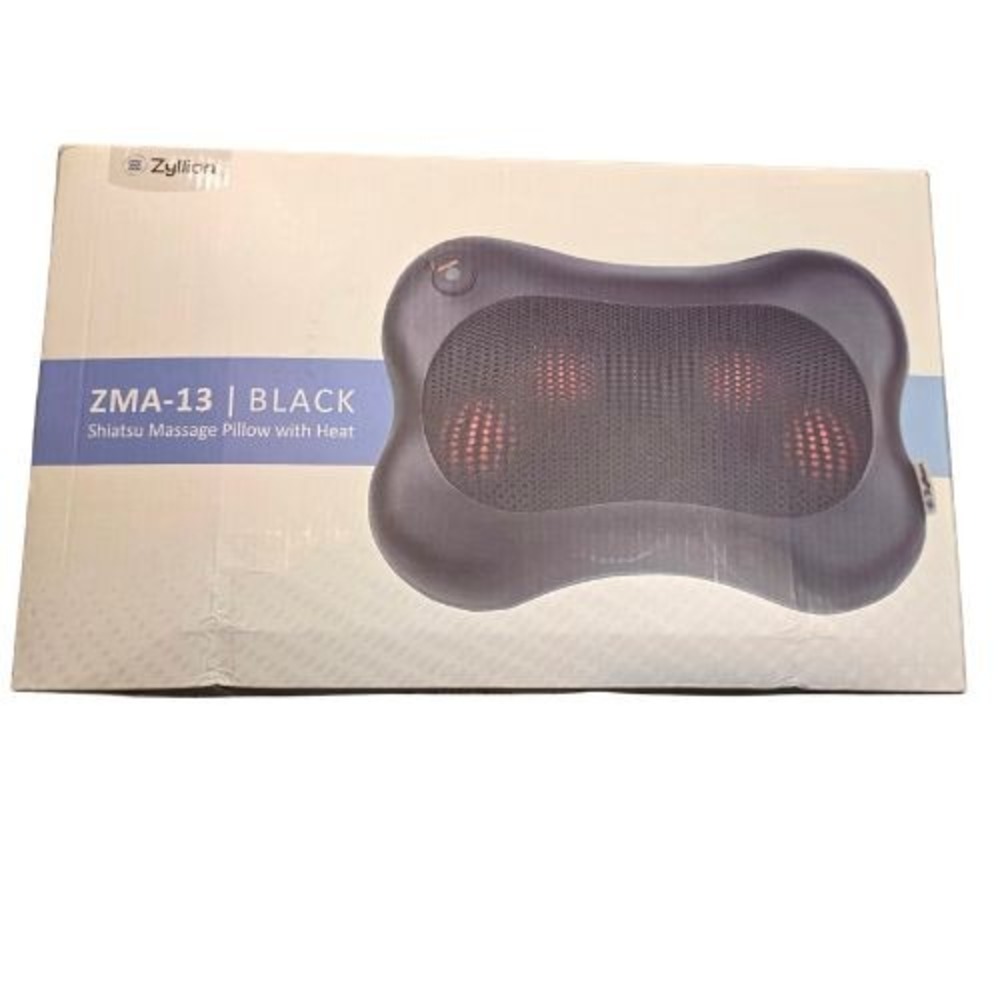 Zyllion ZMA-13-BK Shiatsu Massage Pillow Heat Black Deep Kneading Massager Works